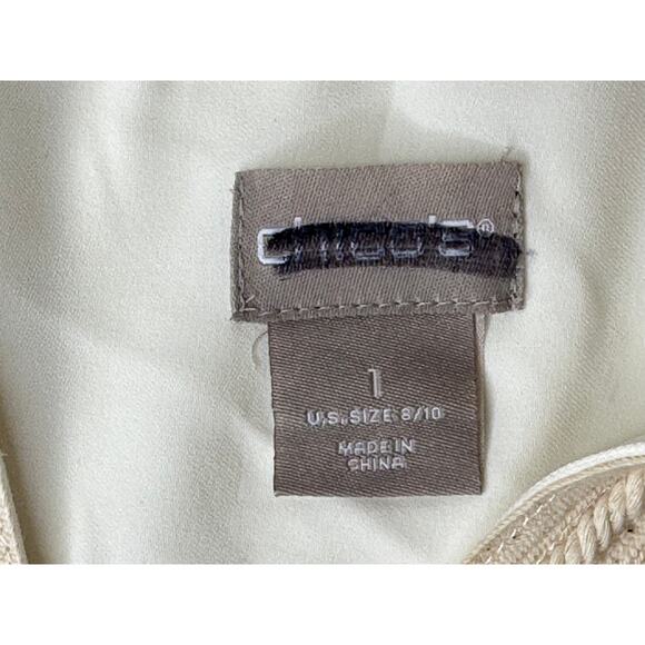 Chico's Long Sleeve Top Cream Long Sleeve Embroidered Tassel Work Relaxed 10 - Picture 3 of 8